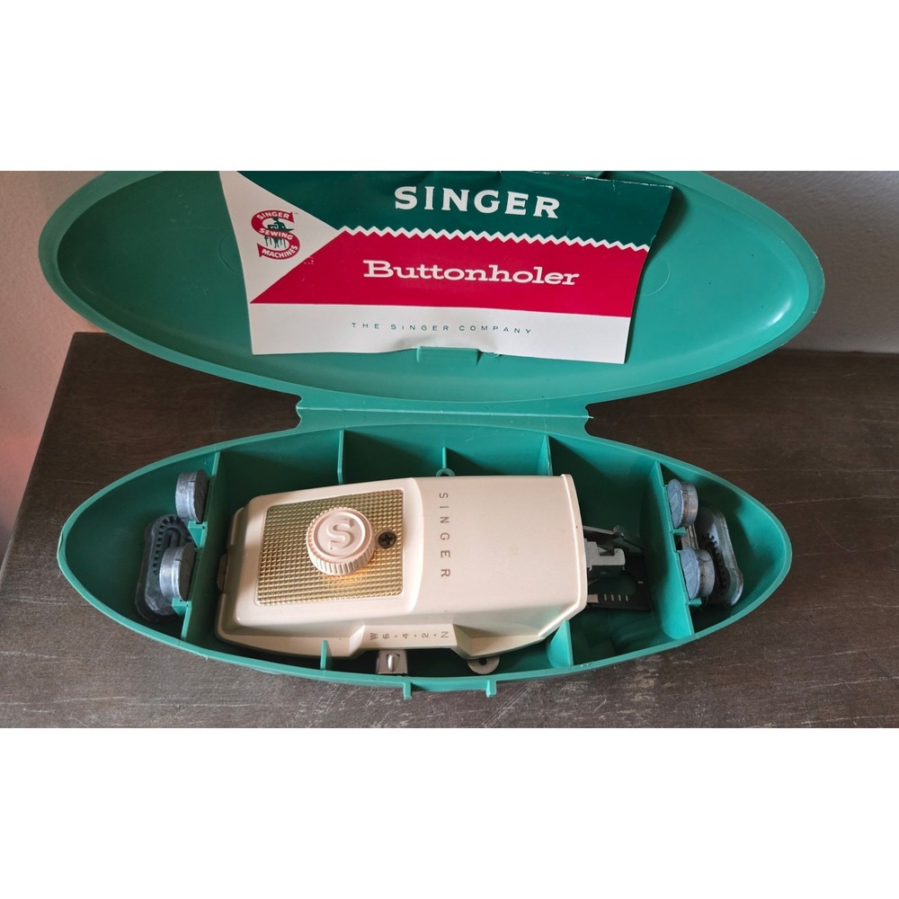 Vintage Singer Buttonholer Attachment Kit‎ w Case Cams Manual Sewing Machine